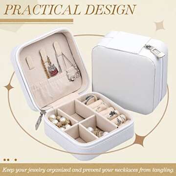 Yinkin 12 Pcs Mini Travel Jewelry Case Bridesmaid Proposal Gift Boxes, Small PU Leather Earring Organizer, Bulk Travel Accessories Portable Jewelry Holder(White)