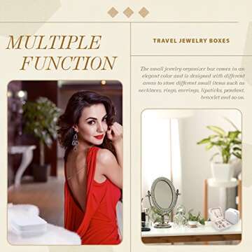 Yinkin 12 Pcs Mini Travel Jewelry Case Bridesmaid Proposal Gift Boxes, Small PU Leather Earring Organizer, Bulk Travel Accessories Portable Jewelry Holder(White)