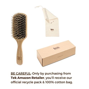 TEK Large Rectangular Ash Wood Brush for Healthy Hair