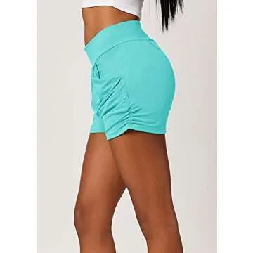 Conceited Shorts for Women with Pockets - Harem Style - Pleated - Soft and Flattering - Essential - Mint Green - Large - X-Large
