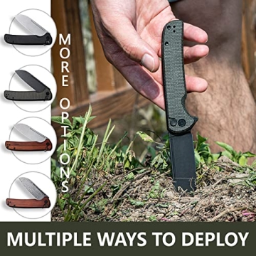 CIVIVI Chevalier Folding Pocket Knife, Button Lock EDC Knife 3.46" Stonewashed 14C28N Sheepsfoot Blade Micarta Handle, Utility Knife for Hiking Camping Fishing Work Outdoor