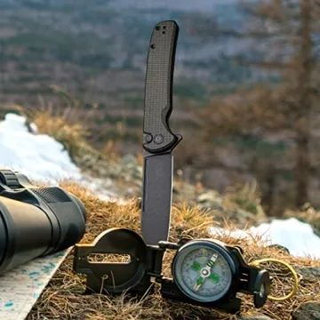 CIVIVI Chevalier Folding Pocket Knife, Button Lock EDC Knife 3.46" Stonewashed 14C28N Sheepsfoot Blade Micarta Handle, Utility Knife for Hiking Camping Fishing Work Outdoor