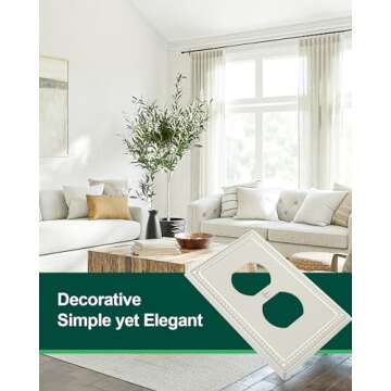 TREEWELL 4-Pack Duplex Outlet Cover Plate, Light Almond Metal Wall Plates for Electrical Outlets, 1 Gang Receptacle Light Switch Cover, Pearls Decorative Switch Plates and Outlet Covers