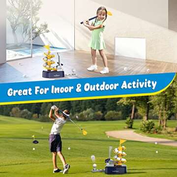 EagleStone Kids Golf Set with Hat, 15pcs Training Golf Balls, Clubs Equipment, Outdoor Indoor Lawn E...