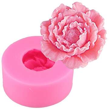 Mujiang 3D Peony Flower Cake Decorating Silicone Jello Sugar Chocolate Fondant Molds