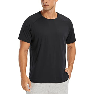 CRZ YOGA Men's Workout Short Sleeve T-Shirt Quick Dry Gym Athletic Running Stretchy Tee Shirts Top B...