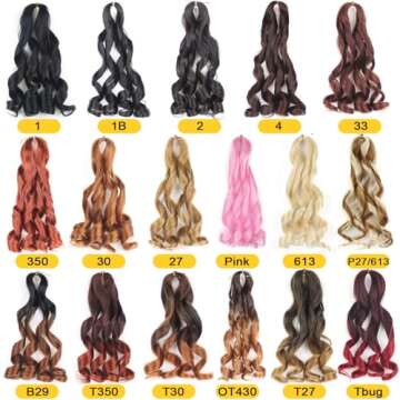 Aeagoo French Curl Braiding Hair Pre Stretched 20 Inch 8 Packs Bouncy Loose Wavy Braiding Hair Hot Water Setting Yaki Texture French Curly Braiding Hair Extensions for Black Women(20 Inch,1B#)