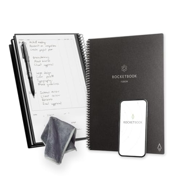 Rocketbook Fusion Reusable Undated Productivity Planner, Letter Size 8.5x11, Black - Goals, Monthly ...