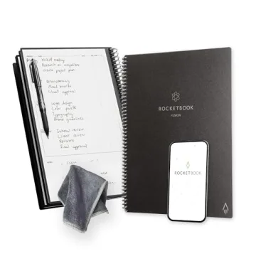 Rocketbook Fusion Reusable Undated Productivity Planner, Letter Size 8.5x11, Black - Goals, Monthly ...