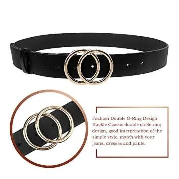 Stylish Udekit Women's Double O Ring Leather Belts Set 3pcs