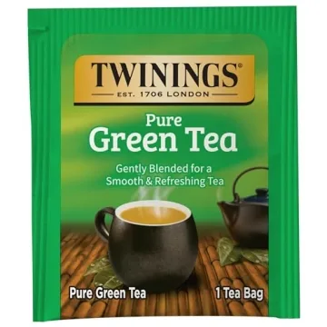 Twinings Pure Green Tea Individually Wrapped Bags, 100 Count (Pack of 1), Smooth & Refreshing, Caffeinated, Enjoy Hot or Iced
