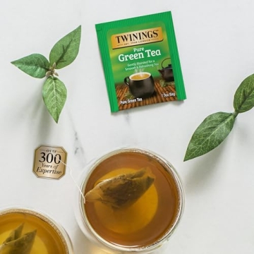 Twinings Pure Green Tea Individually Wrapped Bags, 100 Count (Pack of 1), Smooth & Refreshing, Caffeinated, Enjoy Hot or Iced