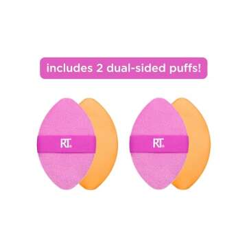 Real Techniques Miracle 2-In-1 Powder Puff 2 Pack - Dual-Sided Makeup Blending Tool