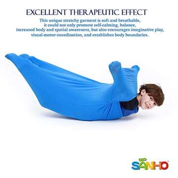 SANHO Premium Sensory Sock Body Sock, Medium, Perfect for Children with Sensory Processing Disorder, Updated Version (Blue)