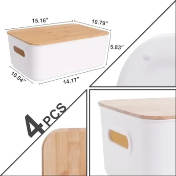 Citylife 4 PCS Stackable Storage Bins with Lids