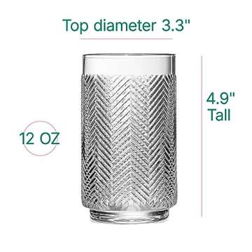 Vintage Flamingo Collins Gin and Rum Cocktail Glasses | Set of 4 | 12 oz Crystal Highball Glassware ...