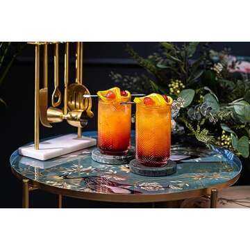 Vintage Flamingo Collins Cocktail Glasses Set of 4 | Highball Glassware