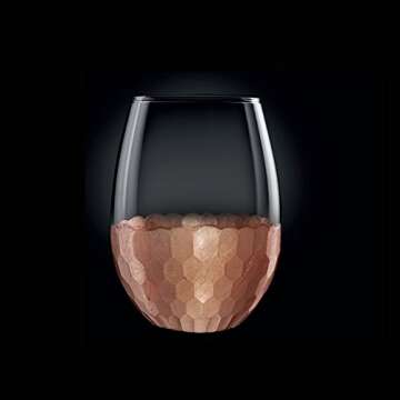 Fitz and Floyd Daphne Stemless Wine Glass Set of 4 – Elegant Lead-free Matching Drinkware For Ever...