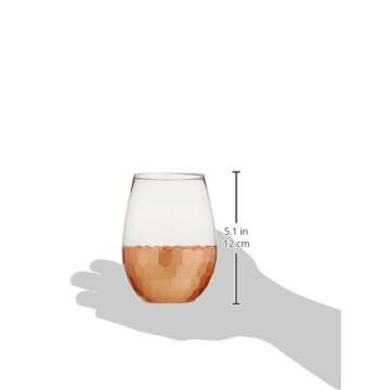 Fitz and Floyd Daphne Stemless Wine Glass Set of 4 – Elegant Lead-free Matching Drinkware For Everyday Or Entertaining – Stylish Modern Glasses - Gift For Wedding, Birthday, 20 oz, Copper -