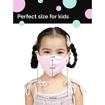 Kids Face Mask | Children's 2-Pack | Anti-Microbial, Reusable, Cloth, Adjustable, Breathable, 2-Layer 100% Cotton (Inner and Outer) | The Revival Kids Mask by corevival (Pink, Seafoam Green)