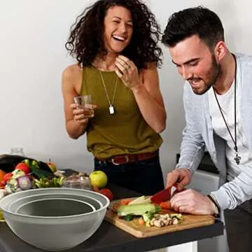 edge Plastic Mixing Bowls 12 Piece Set for Kitchen Prep