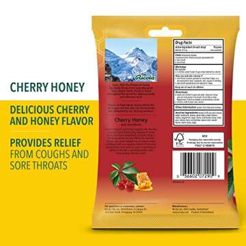 Ricola Cherry Honey Throat Drops, 24 Drops, Naturally Soothing Relief that Lasts for Scratchy, Hoarse, and Sore Throats