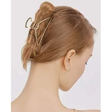 6 Pack Gold Hair Accessories | Hair Clips for Thick Hair - Extra Large Metal Claw Clips, Cute Banana Hair Clips for Women Girls