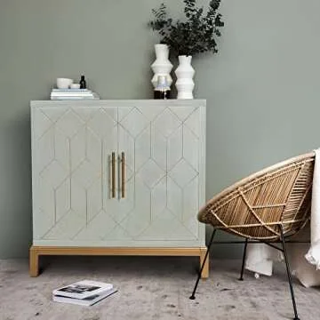HLR Green Accent Cabinet with Gold Trim for Stylish Storage