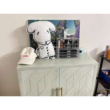 HLR Green Accent Cabinet with Gold Trim,Storage Cabinet with 2 Doors,Modern Wooden Sideboard for Living Room, Kitchen, Office and Hallway