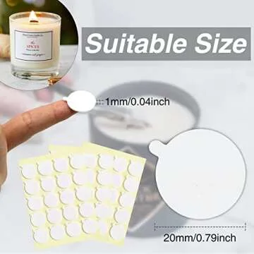 Aubeco 720PCS Candle Wicks for Candle Making, Candle Wick Stickers, Heat Resistance Double-Sided Stickers with The Little ‘‘Tail’’, Stickers for Candle Making