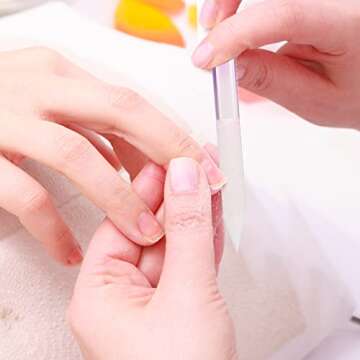 3 Pieces Glass Cuticle Pusher Cuticle Remover Glass Nail File Dual Ended Manicure Pedicure Tools for Nails Care(Pink, Blue, Purple)