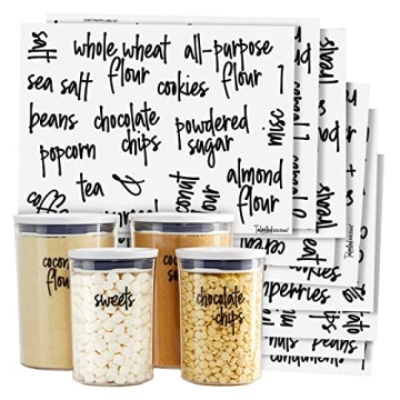 Talented Kitchen 157 Pantry Labels - Preprinted Black Script Kitchen Food Organization Labels for St...