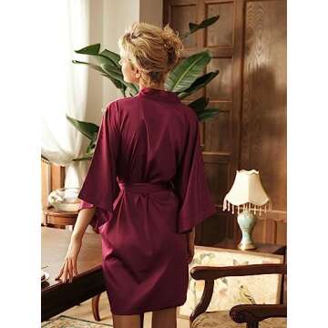 SIORO Women's Satin Kimono Robe for Bridesmaids Wedding