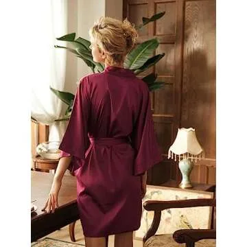 SIORO Women's Satin Kimono Robe for Bridesmaids Wedding