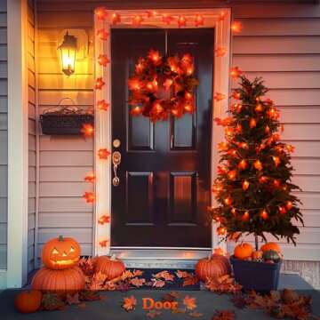 JMEXSUSS 2 Pack Thanksgiving Lights Indoor with Leaf, Total 22 FT 40 LED Fall Thanksgiving Lights Battery Operated, Thanksgiving Decorations for Window Garland Bedroom Fireplace Mantle Door Kitchen