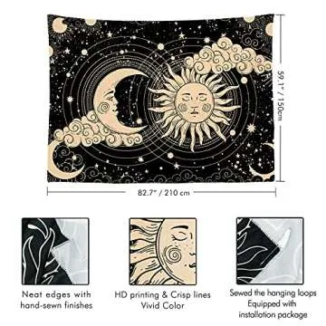 IMANDALE Aesthetic Sun and Moon Tapestry - Unique Wall Decor