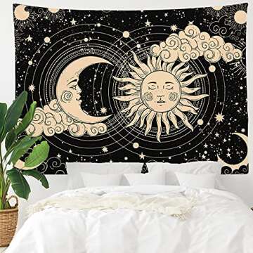 IMANDALE Aesthetic Sun and Moon Tapestry - Unique Wall Decor