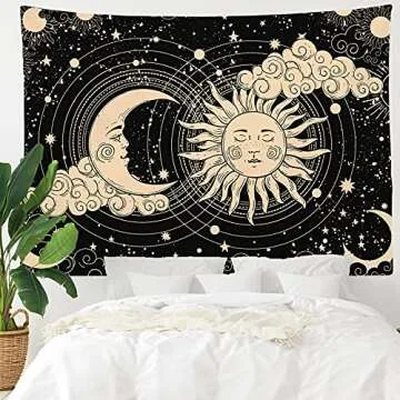 IMANDALE Aesthetic Sun and Moon Tapestry - Unique Wall Decor