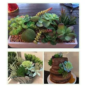 Airbin Artificial Succulent Plants Fake Decorations Pack of 17 Fake Succulents, Large Quantity and L...