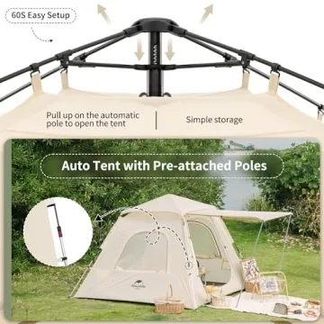 Naturehike Ango Automatic Camping Tent Easy Setup for 3