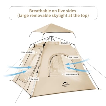 Naturehike Ango Automatic Camping Tent Easy Setup for 3