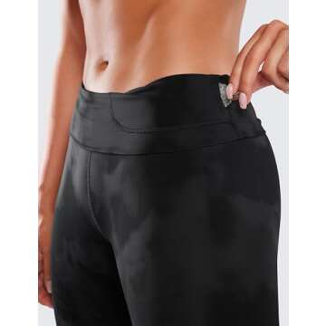 CRZ YOGA Womens Naked Feeling Workout 7/8 Yoga Leggings - 25 Inches High Waist Tight Pants Black Tie Dye Flowers Medium