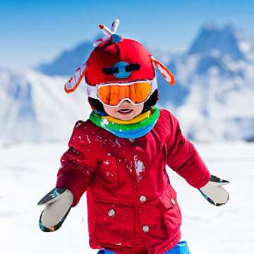 ONESING Kids Ski Mittens Winter Waterproof Kids Snow Gloves Toddler Snow Mittens Long Cuff Kids Ski Gloves for 2-6 Years Boys Girls