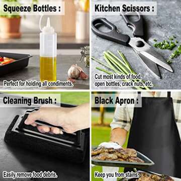 DY DECENT FAMILY 26Pcs Griddle Accessories Kit for Blackstone, Flat Top Grill Accessories, Griddle Spatula Set with Enlarged Spatulas, Burger Press, Thermometer, Grilling Accessories Gifts for Men