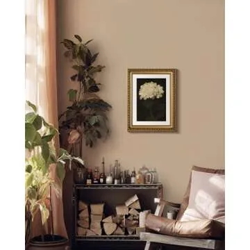 VIYYIEA Gold Framed Wall Art Canvas Print Home Decor Vintage Flower Art Aesthetic Room Decor White Hydrangea Oil Painting Canvas Prints Bedroom Bathroom Wall Decor Kitchen Office Floral Art 11x14in