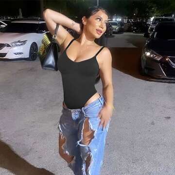 Rosytri Shapewear Bodysuit for Women Tummy Control Seamless Thong Body Shaper - Black S