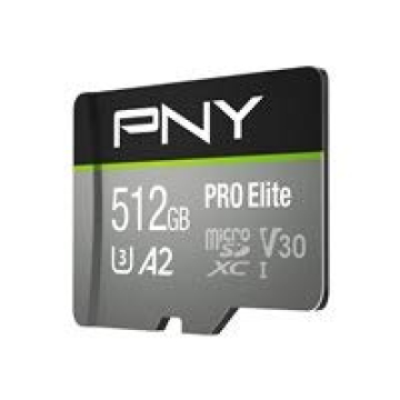 PNY 512GB PRO Elite U3 V30 microSD Card - Fast & Reliable