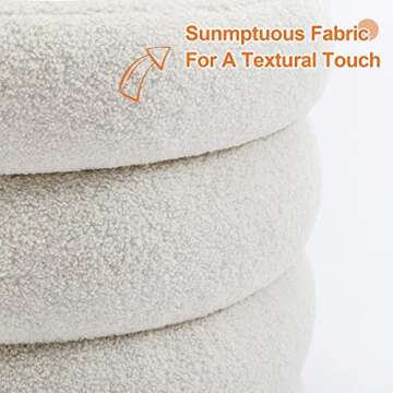 ONEVOG Sherpa Storage Ottoman, Foot Rest Stool Seat for Living Room, Off-White Vanity Foot Pouf, Tufted Footstool with Removable Lid for Dorm, Bedroom