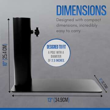 ALPHABET WONDERS Flagpole Tire Mount - Portable Base Stand Holder with Base, Fits 2.5'' Large Diamet...