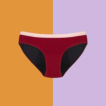 Thinx BTWN) Teen Period Underwear - Bikini Panties, Red, 13/14 - Regular Absorbency